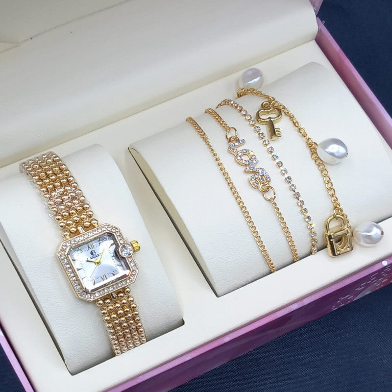 Women's Accessory Set: Watch with Elegant Bracelets 112270
